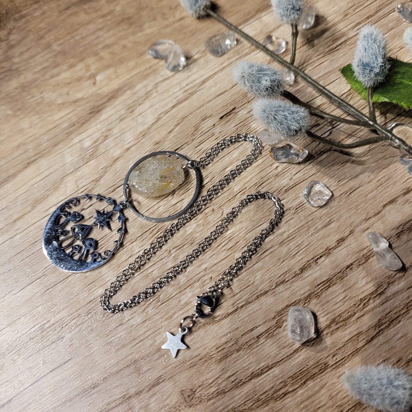 Gold Rutile Quartz Necklace