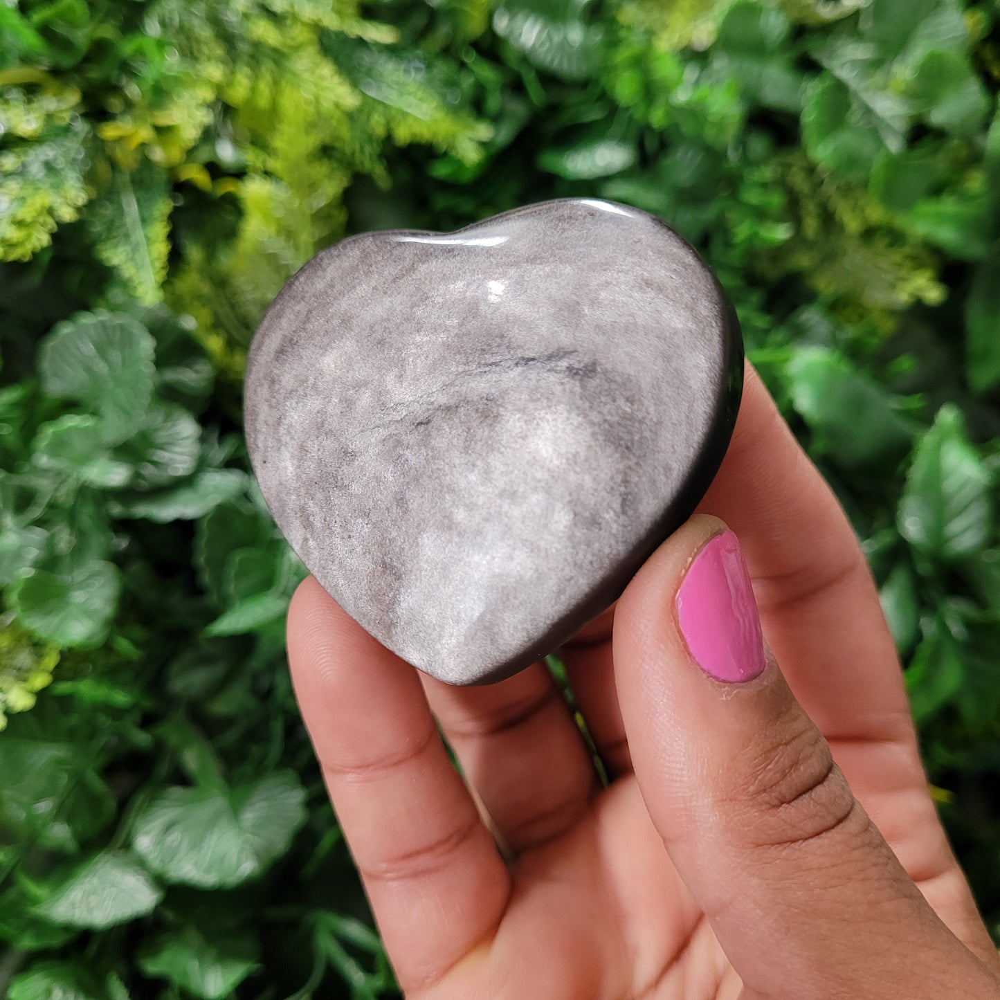 Silver Sheen Obsidian Heart