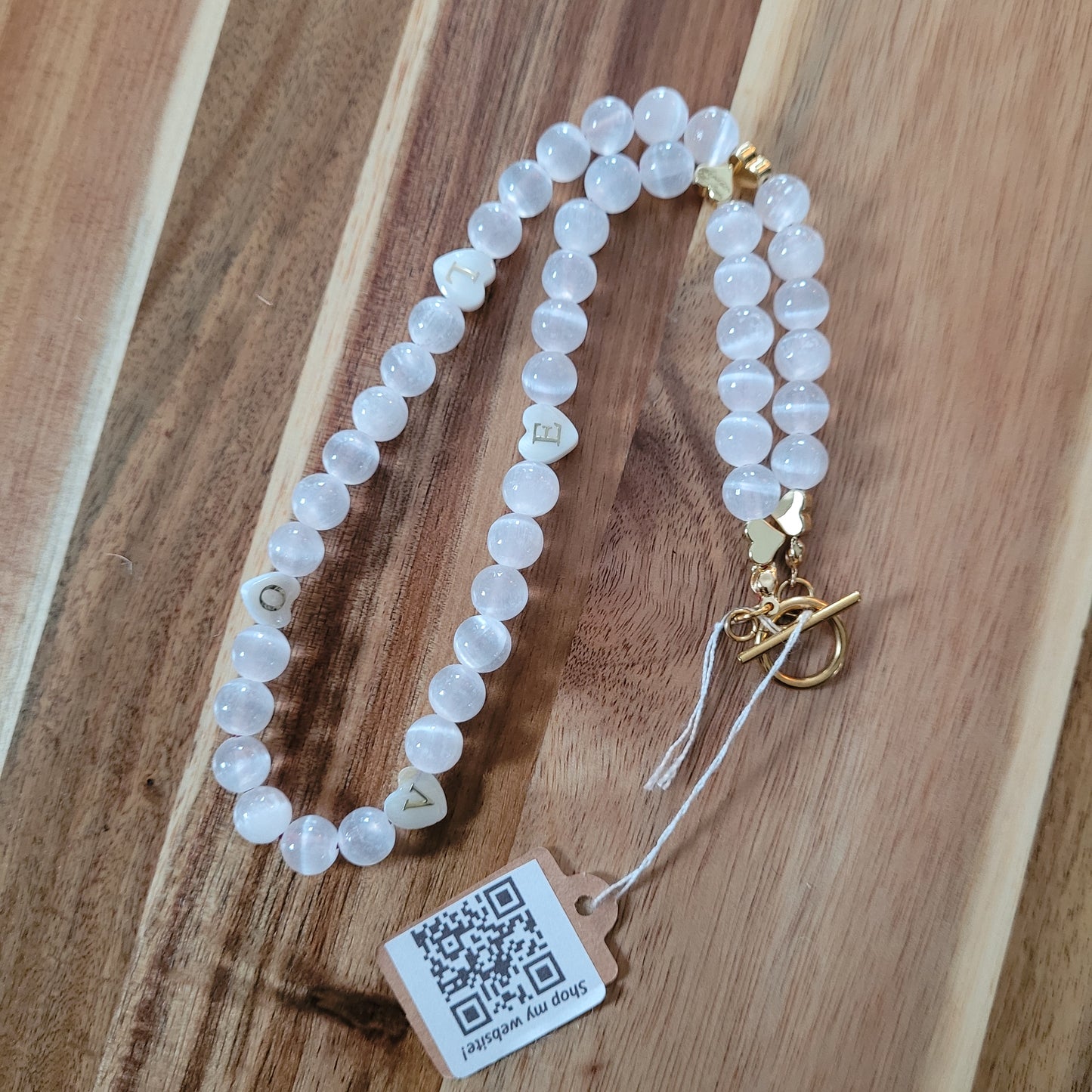 Satin Spar Selenite Love Necklace