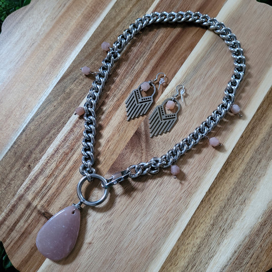 Peach Moonstone Jewelry Set