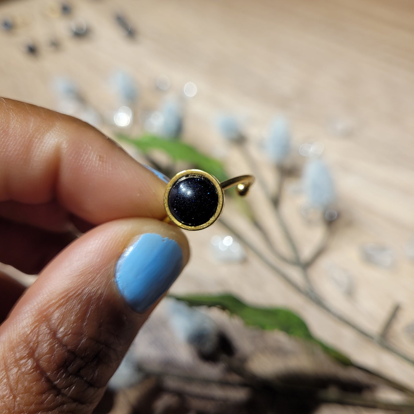 Blue Goldstone Ring