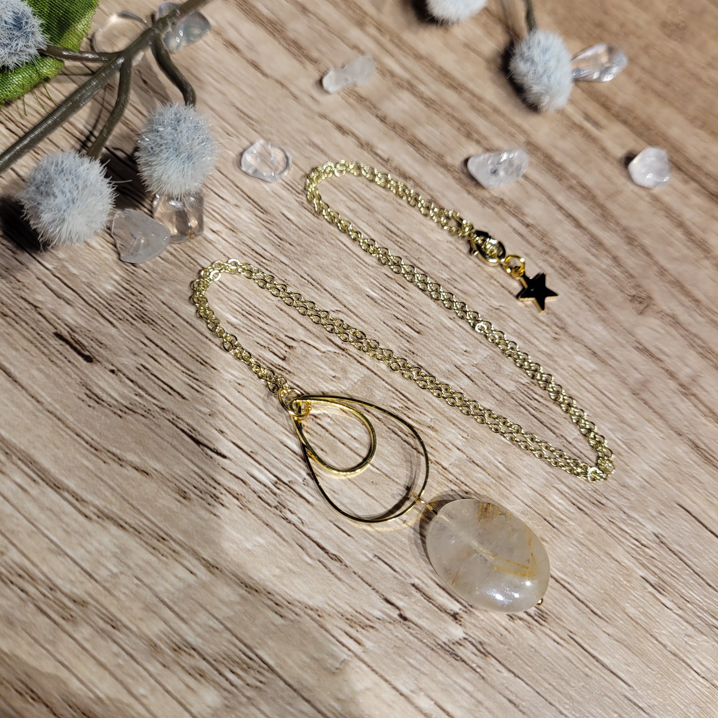 Gold Rutile Quartz Necklace