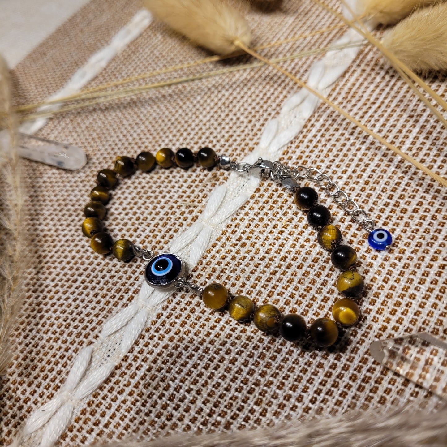 Tigers Eye Evil Eye Anklet