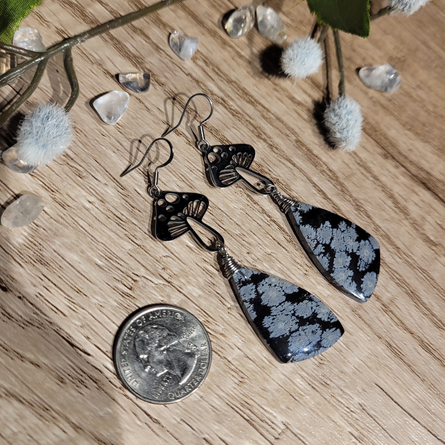 Snowflake Obsidian Earrings