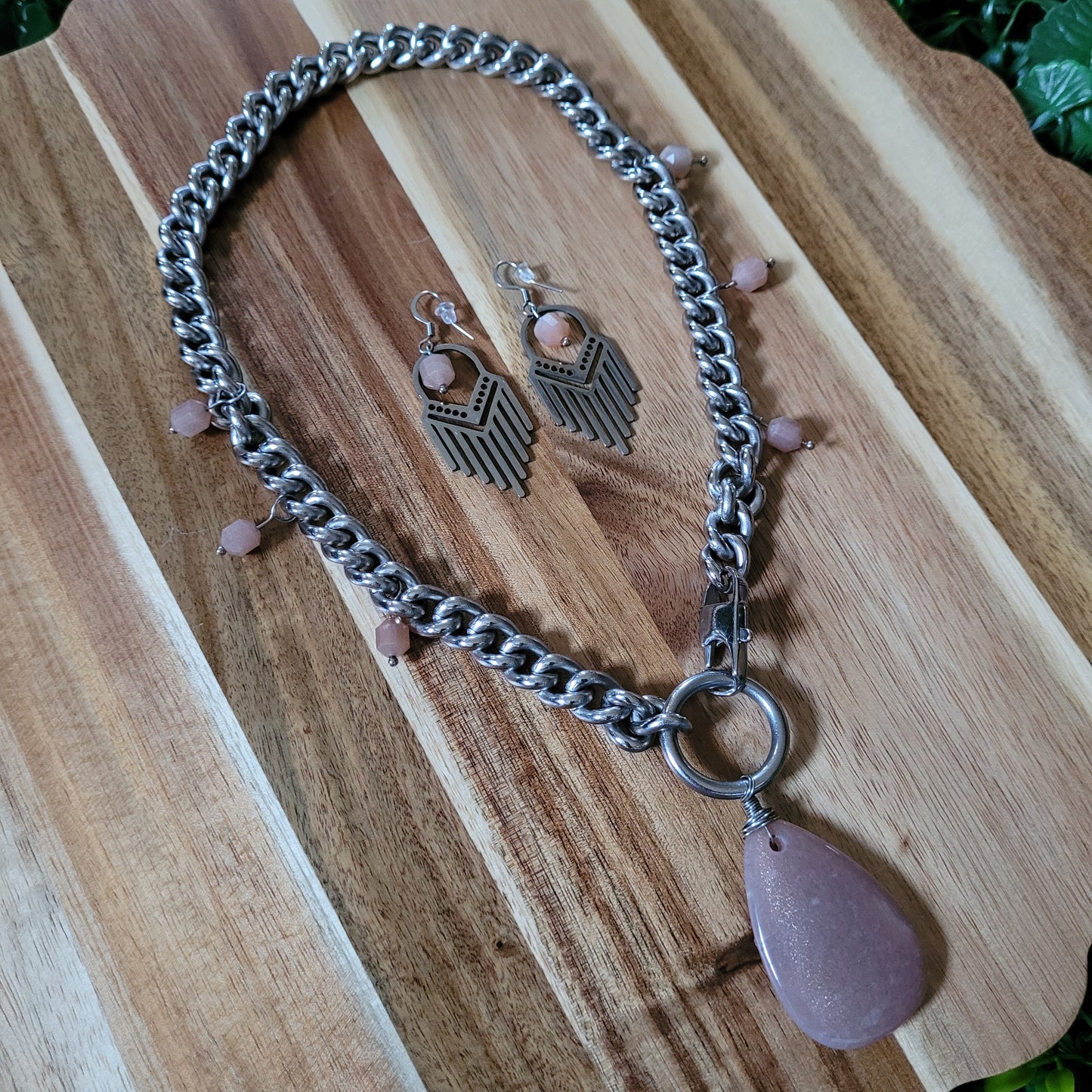 Peach Moonstone Jewelry Set
