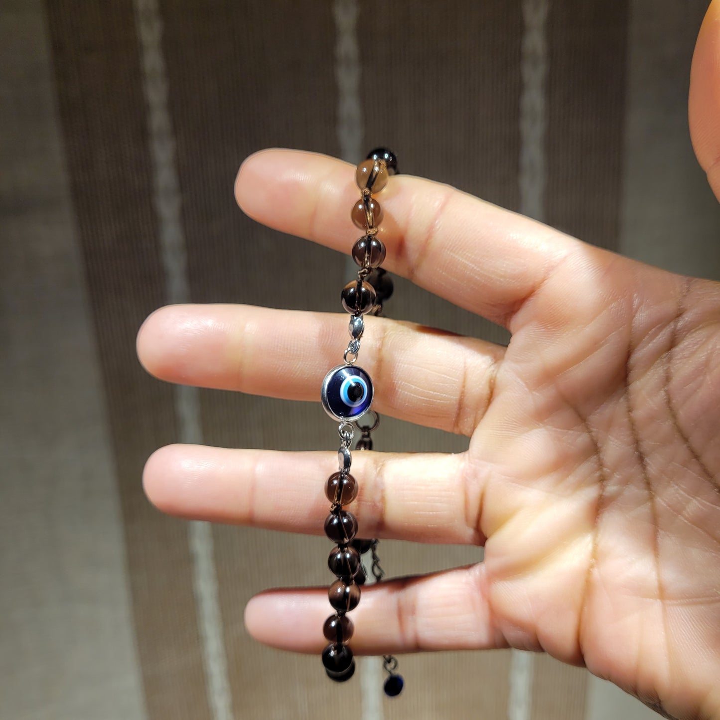 Smoky Quartz Evil Eye Anklet