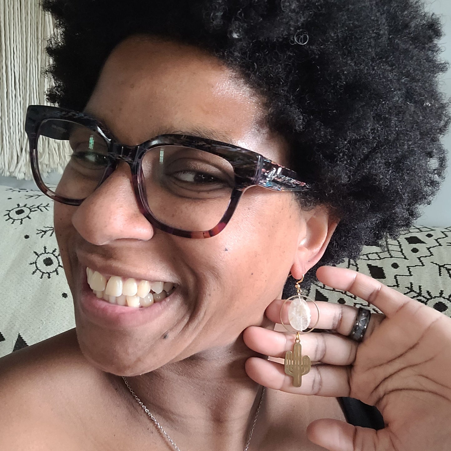 Gold Rutile Quartz Earrings
