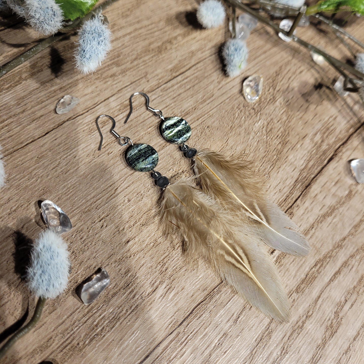 Chrysotile Feather Earrings