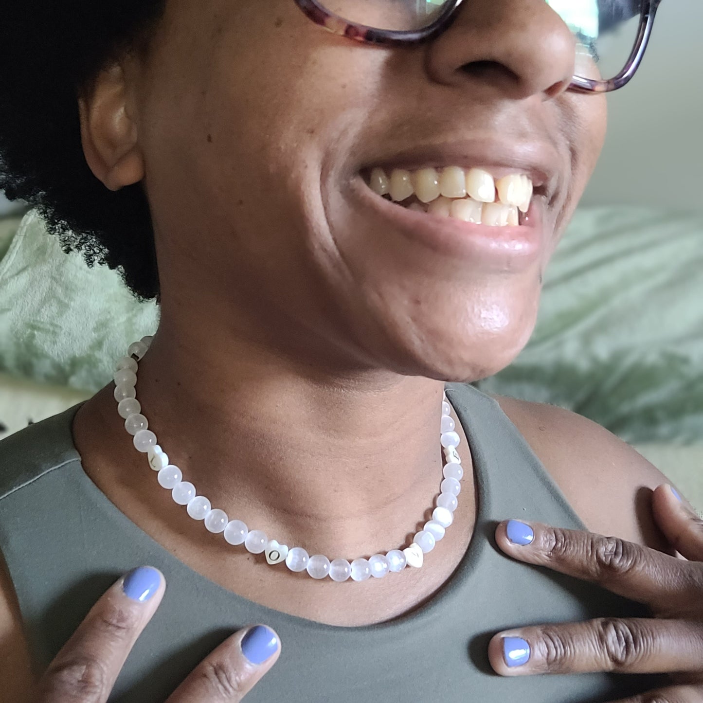 Satin Spar Selenite Love Necklace