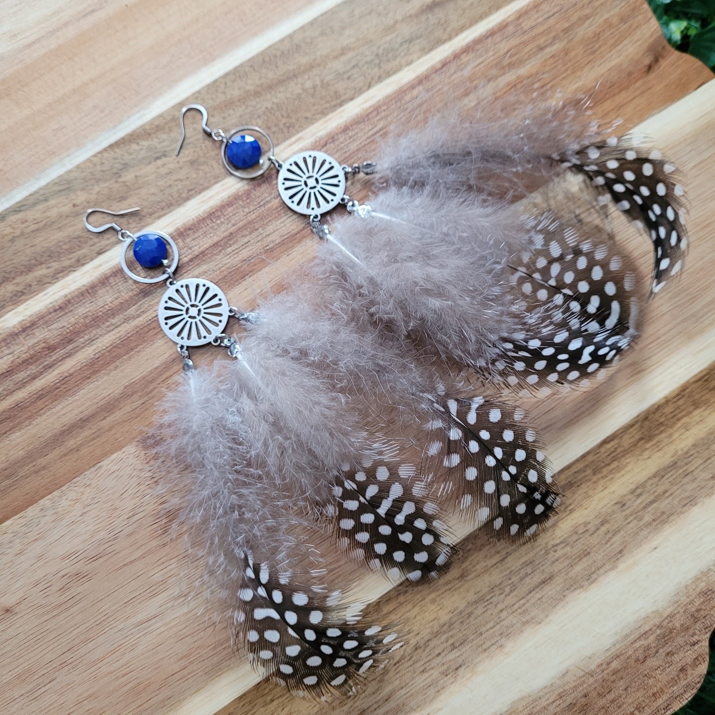 Lapis Lazuli Feather Earrings