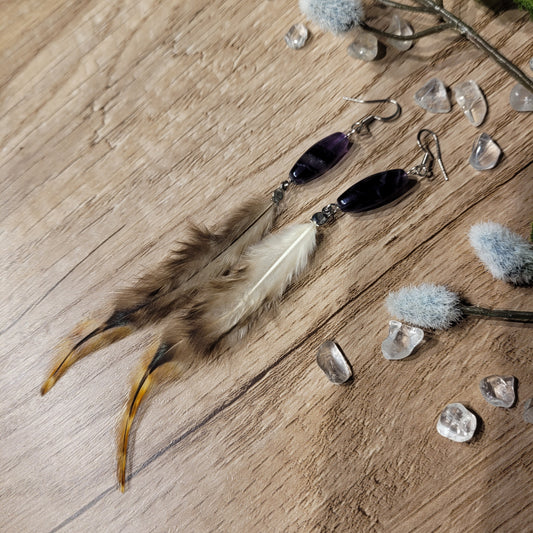 Rainbow Fluorite Feather Earrings