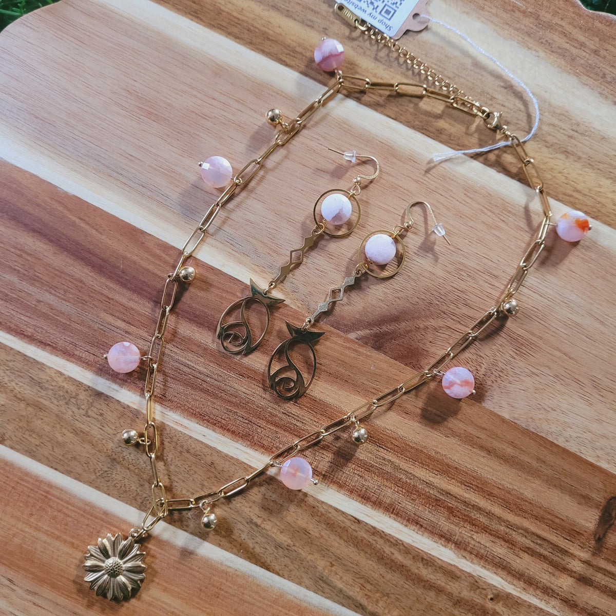 Flower Agate Jewelry Set