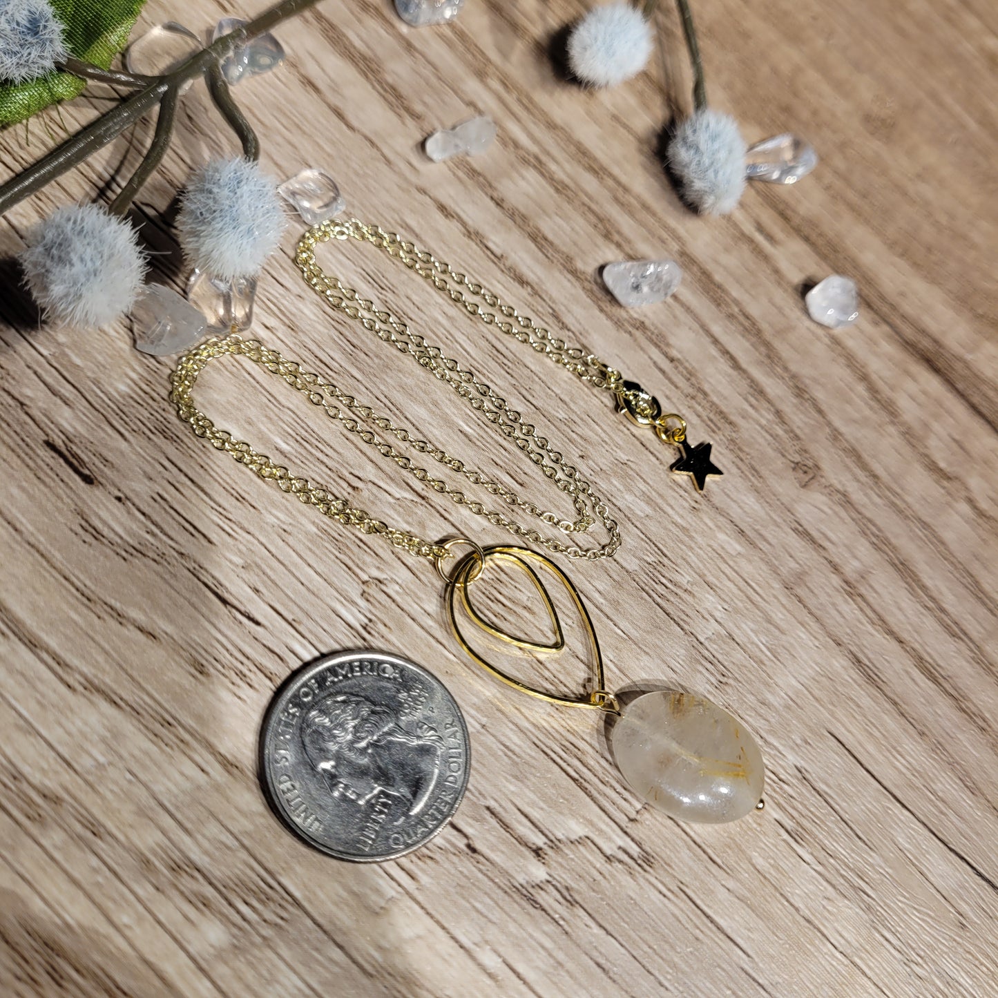 Gold Rutile Quartz Necklace