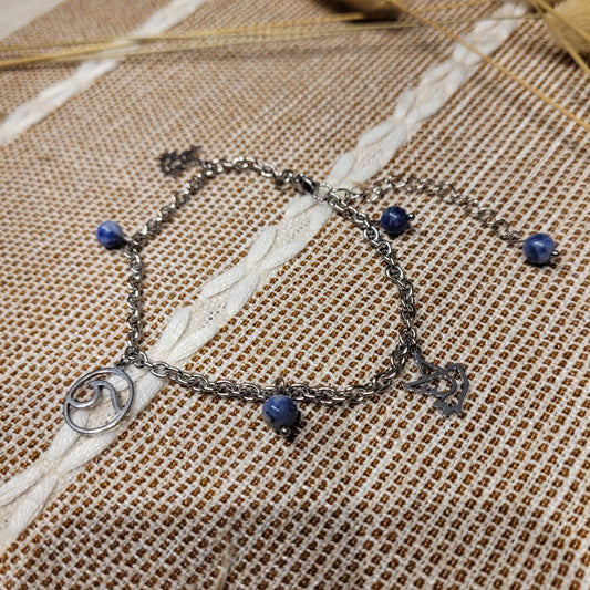 Blue Dot Jasper Wave Bird Anklet