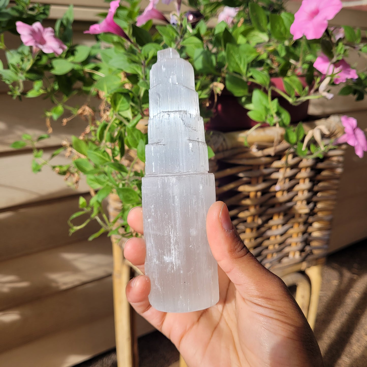 Satin Spar Selenite Crystal Tower