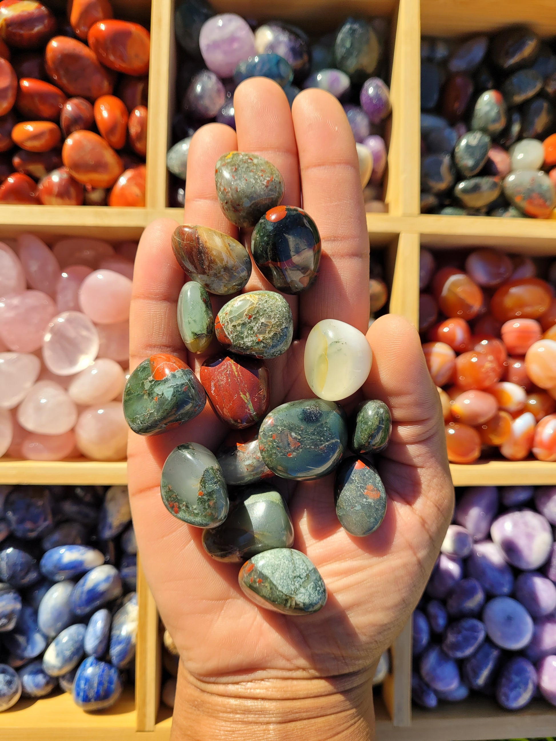 Ethically sourced African Bloodstone crystal tumble