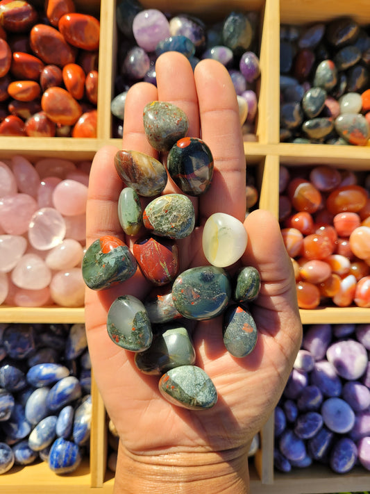 Ethically sourced African Bloodstone crystal tumble